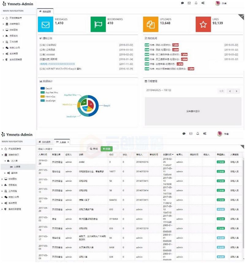 ASP.NET MVC5+EF6后台管理系统 Ymnets快速开发框架源码 带工作流 -1