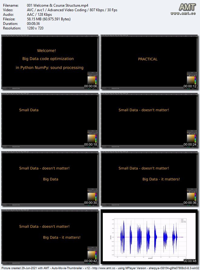 Python NumPy大数据代码优化实战训练视频教程：MoviePy声音处理+计算机视觉 -1