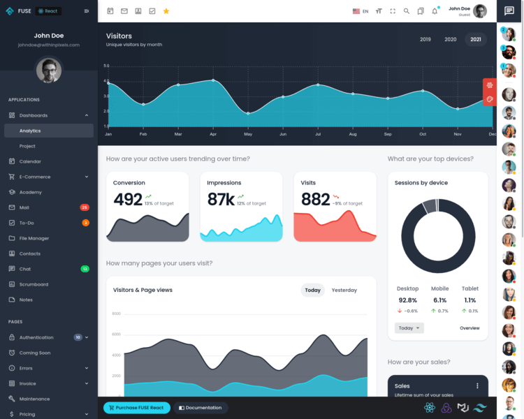 【Fuse React v3.0.1】Material Design管理后台面板和仪表盘React模板+Redux工具包 -1